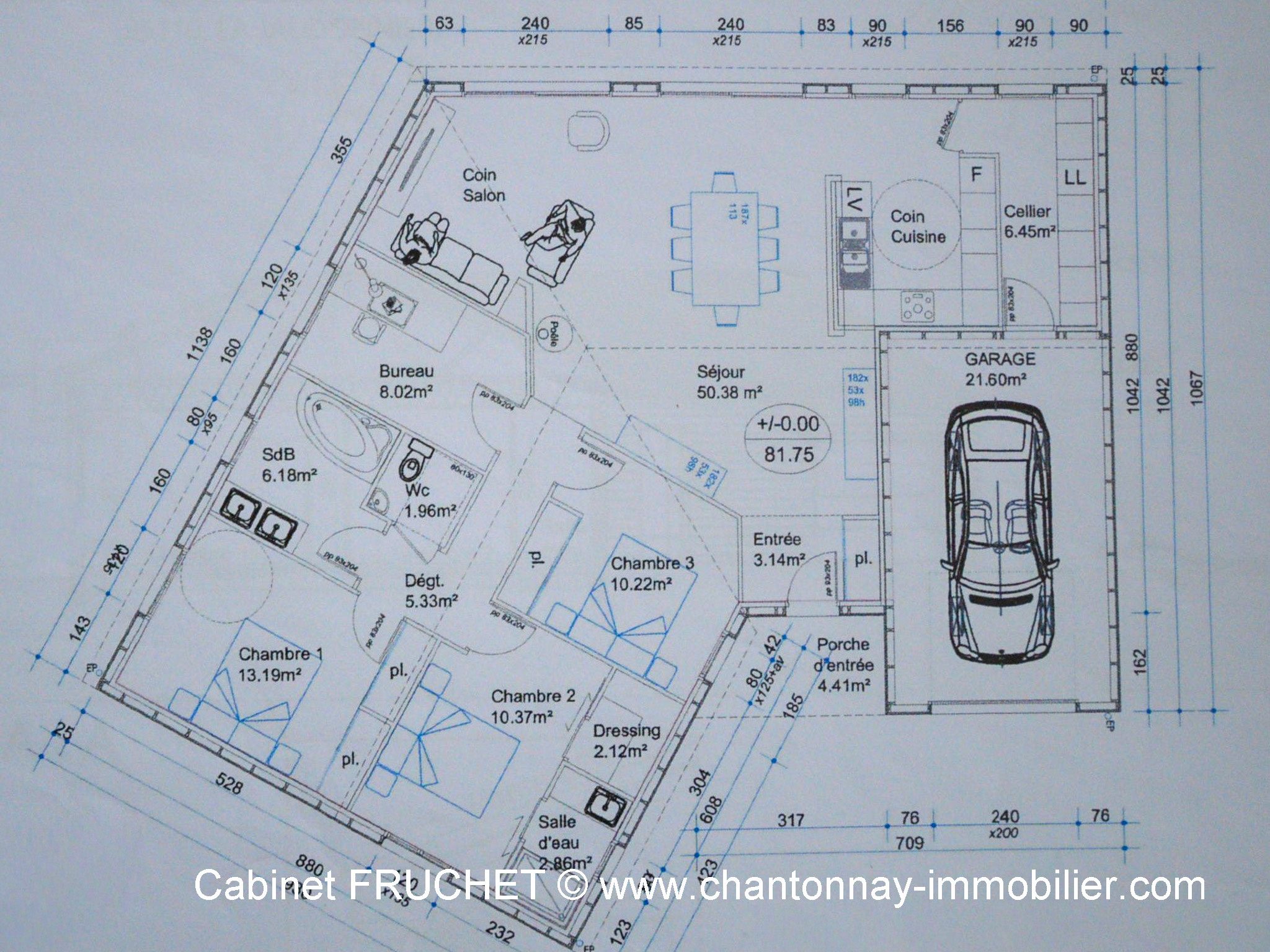 Maison récente de plain-pied 3 ch + bureau